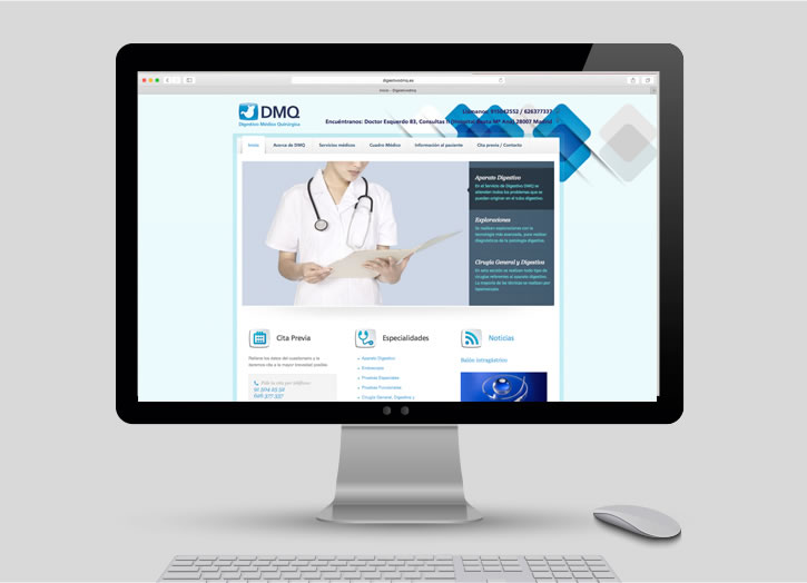 Web Digestivo DMQ: presencia online, que nos diferencie de nuestros competidores, y que nos permita evacuar dudas de los paciente. 